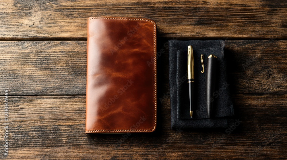 custom made wallpaper toronto digitalLuxurious Leather Wallet and Pens on Wooden Table