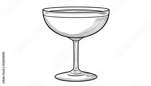 Elegant champagne coupe glass illustration showcasing a minimalist design against a plain backdrop