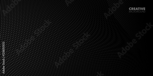 A dark, textured image with a wave-like pattern of small dots. A seamless metallic mesh texture with a dark industrial design