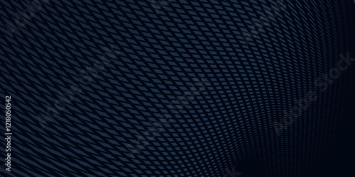 Dark metallic grid texture on a blue industrial background. A dark, textured image with a repeating pattern of small shapes. The pattern creates a slightly curved, almost wave-like effect.