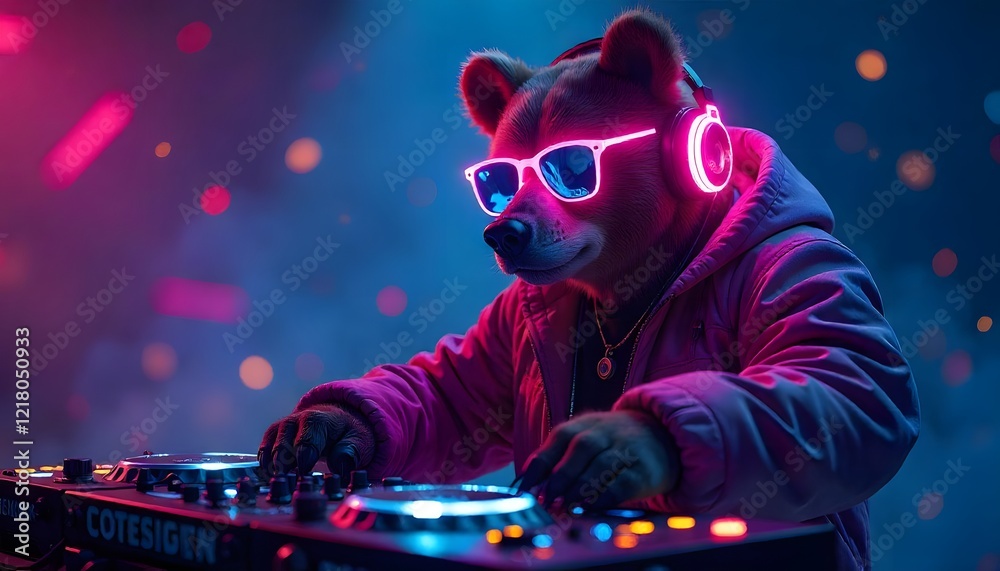 Bear DJ Neon Party Vibes Bear DJ Neon Party Vibes