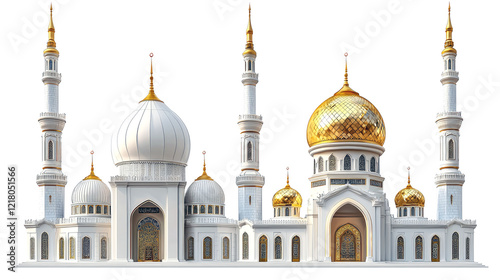 Wallpaper Mural Majestic White Mosque with Golden Domes: Architectural Splendor of Islamic Design Torontodigital.ca