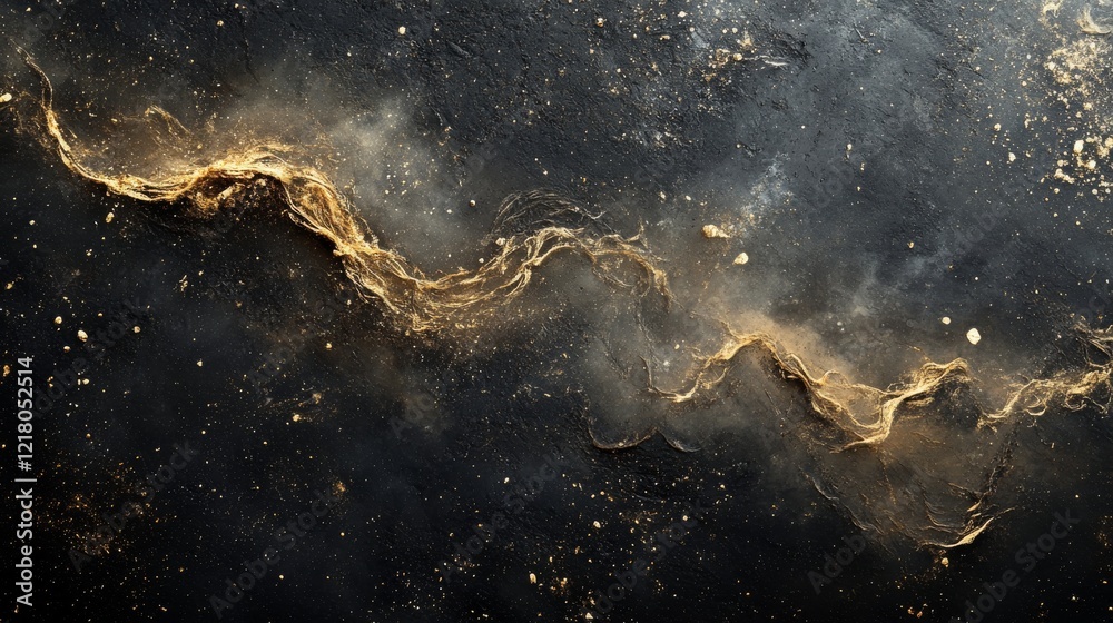 Golden River Flows Across Dark Cosmic Background Golden River Flows Across Dark Cosmic Background