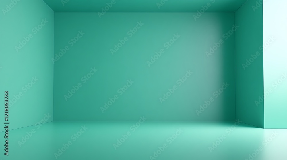 Fototapeta premium A simple teal colored empty room corner