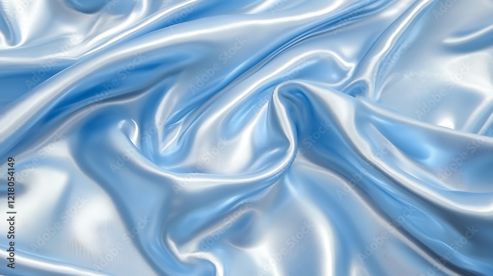 Obraz premium Draped Light Blue Silk Fabric Showing Texture