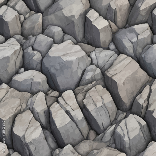 Processed collage of grey mountain cliff rock stone surface texture. Background for banner, backdrop or texture for 3D mapping