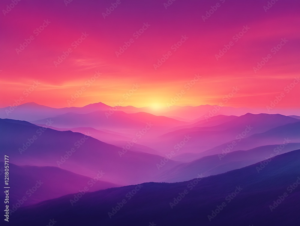 Fototapeta premium Vibrant sunset over a majestic mountain range.