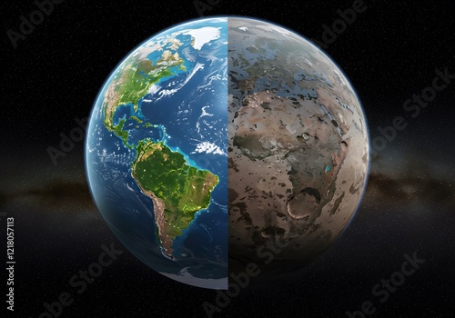 Earth's Contrast a Healthy Vs Damaged Planet Image