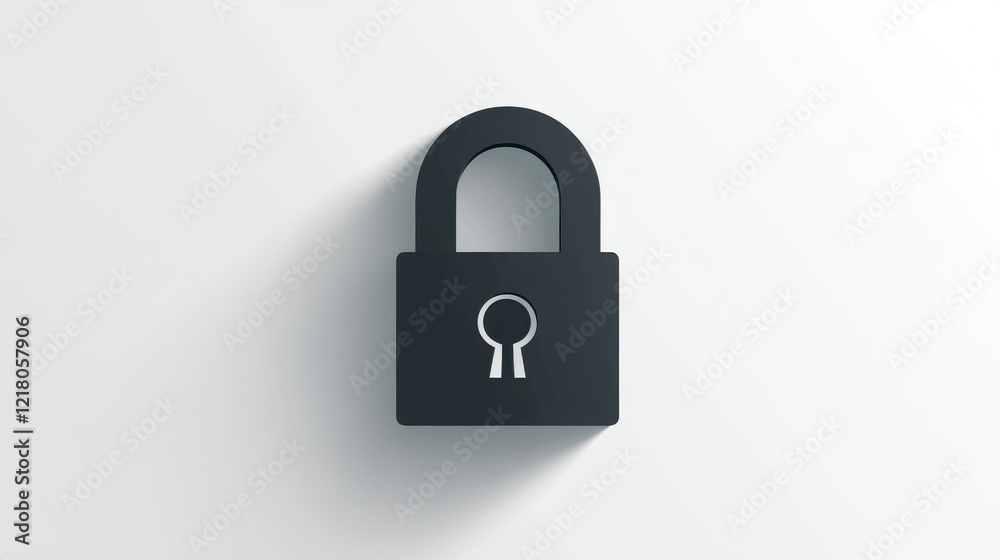 Security lock symbol digital space iconography technology minimalist design conceptual view