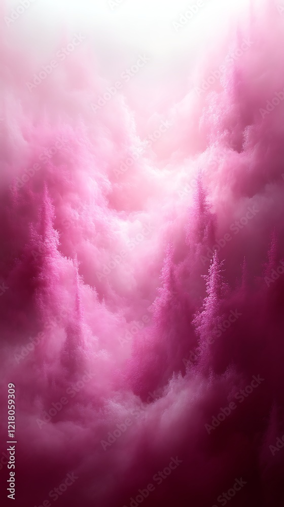 Obraz premium Pink fantasy forest in cloudscape.
