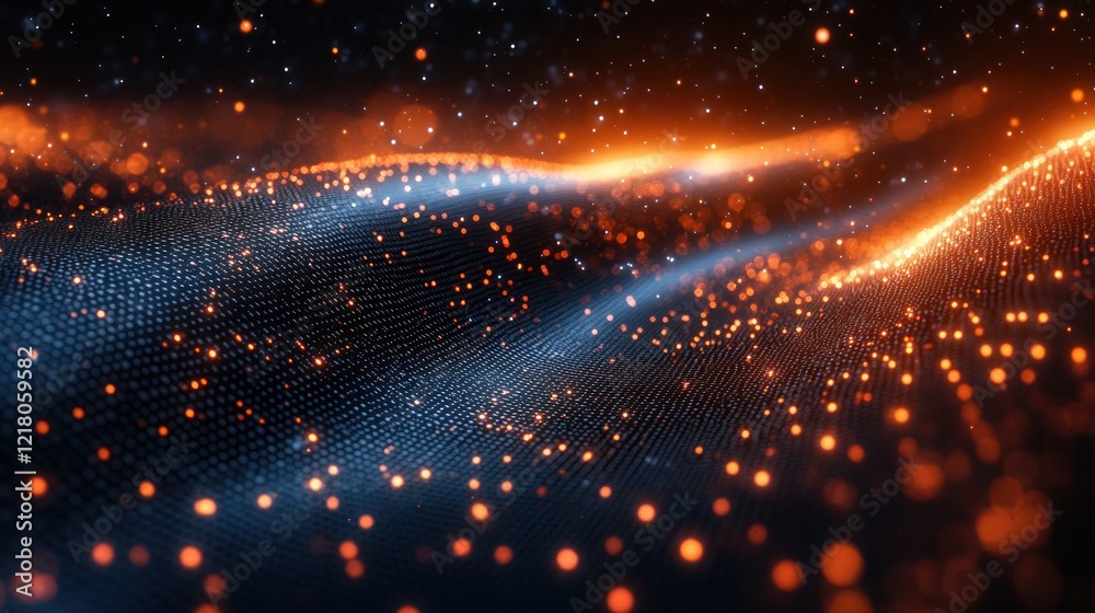 Obraz premium Abstract Orange and Blue Digital Wave