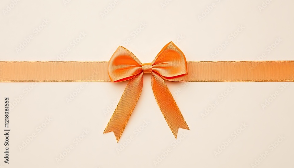 Elegant orange ribbon bow centered on a soft background, perfect for gift wrapping or decoration Elegant orange ribbon bow centered on a soft background, perfect for gift wrapping or decoration