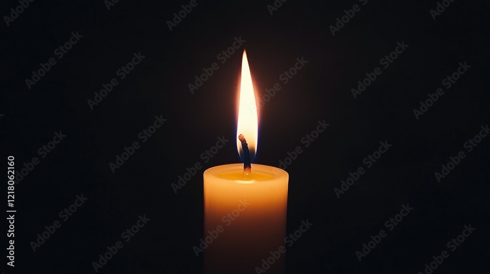 Close-up of a candle flame against a dark background, with the flames warm glow creating a dramatic contrast and a calming effect. Close-up of a candle flame against a dark background, with the flames warm glow creating a dramatic contrast and a calming effect.