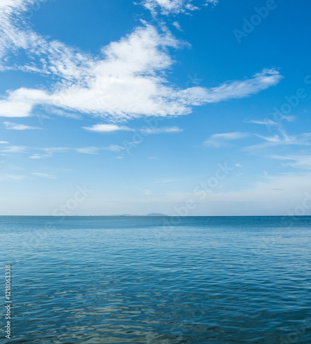 Wallpaper Mural Landscape beautiful summer vertical horizon look view point shore open sea beach cloud clean and blue sky background calm nature ocean wave water nobody travel at thailand chonburi sun day time Torontodigital.ca