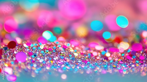 A shimmering background of glitter and sequins in various colors enhances creativity and adds joy to decorations or artistic projects