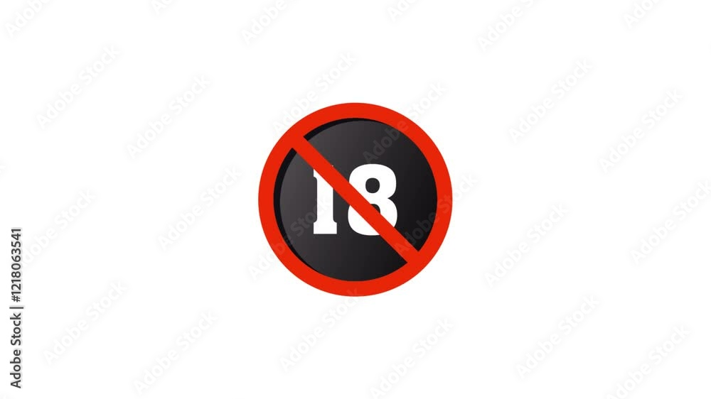 18+ Icon Animation: Mature Content Warning Icon Animation