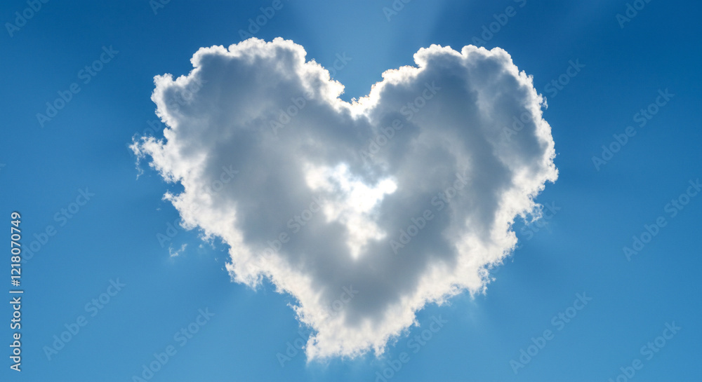 A fluffy heart shaped cloud in a blue sky A fluffy heart shaped cloud in a blue sky