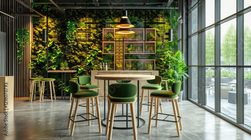 Round table and green high chair idea