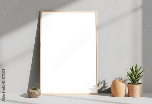 Mockup frame poster Galery in living room, Modern Style, interior background, Wall Mockup Frame Poster Galery furniture white