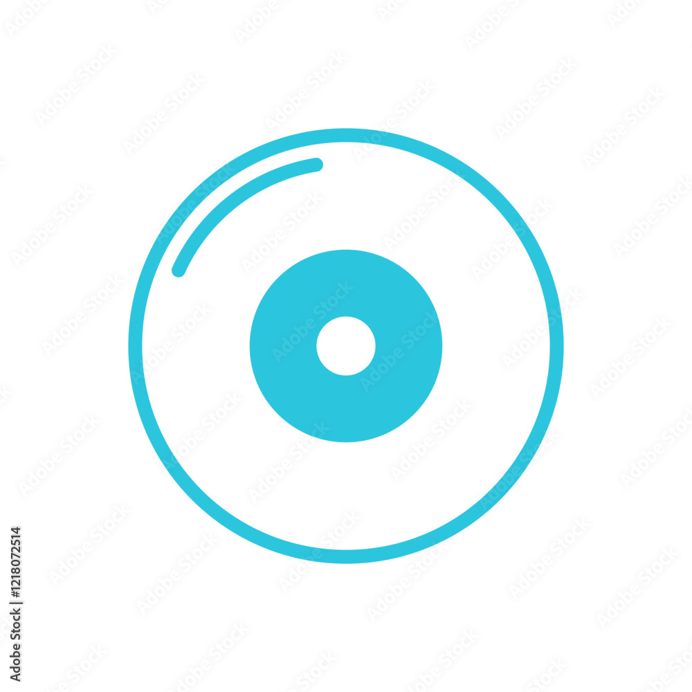 Simple Optical Disc icon, CD, DVD. Isolated on white. Blue icon set.