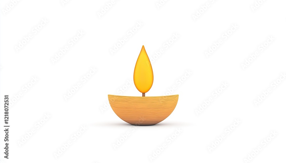 A simple, elegant oil lamp with a warm flame, set against a clean white background, symbolizing tranquility A simple, elegant oil lamp with a warm flame, set against a clean white background, symbolizing tranquility