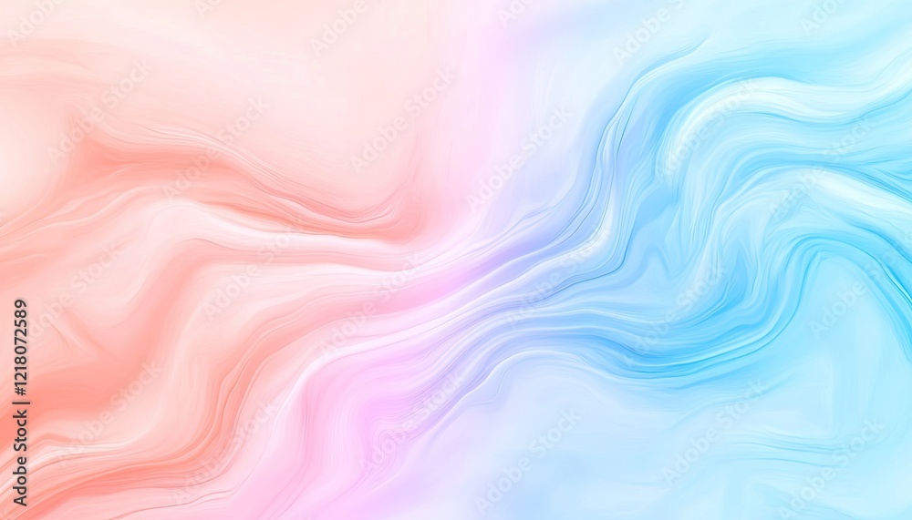 Obraz premium Abstract fluid art blending soft pink and blue hues, creating a serene and calming background