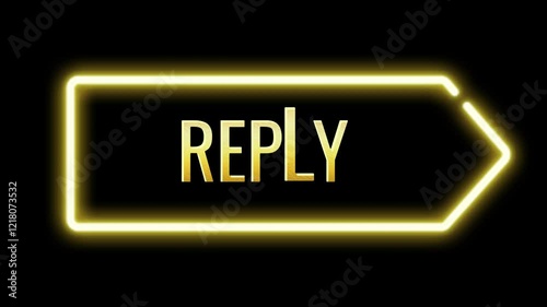 reply text effect animation video design in golden border arrow design