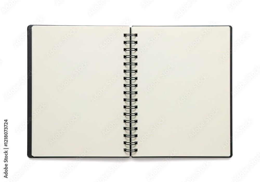 A spiral bound notebook is open to a blank page AI Generated A spiral bound notebook is open to a blank page AI Generated