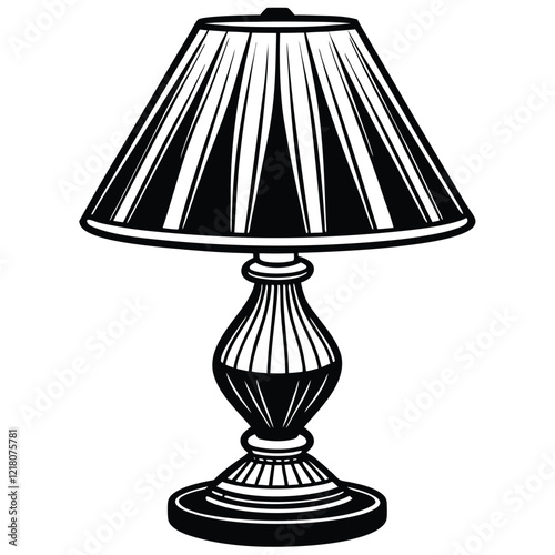 Black silhouette Old table lamp icon
