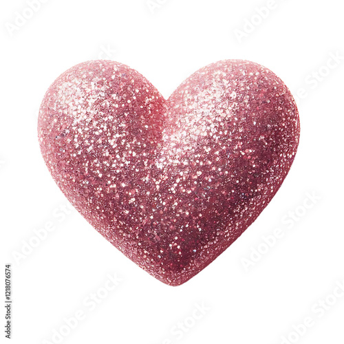 Pink heart glitter shiny sparking clipart transparent background, pink heart png. Generative AI
