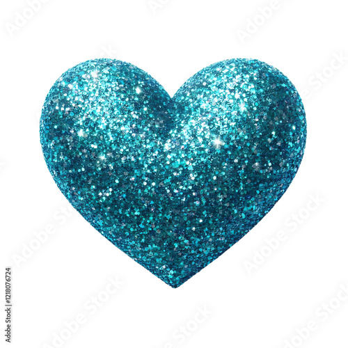 Blue heart glitter shiny sparking clipart transparent background, blue heart png. Generative AI