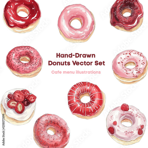 Hand-drawn donuts vector set