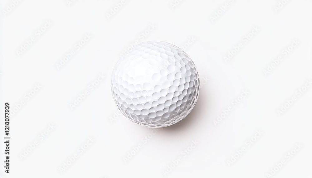 Close-up of a pristine white golf ball on a minimalist background showcasing its textured surface
