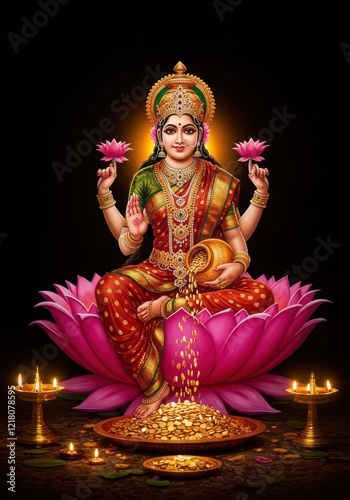 The goddess of wealth and prosperity, Lakshmi, Goddess Laxmi