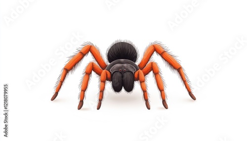 Realistic illustration of a spider with vibrant orange and black colors on a white background