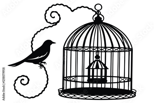 Silhouette Vintage Bird Cages