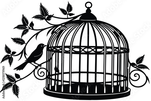 Silhouette Vintage Bird Cages