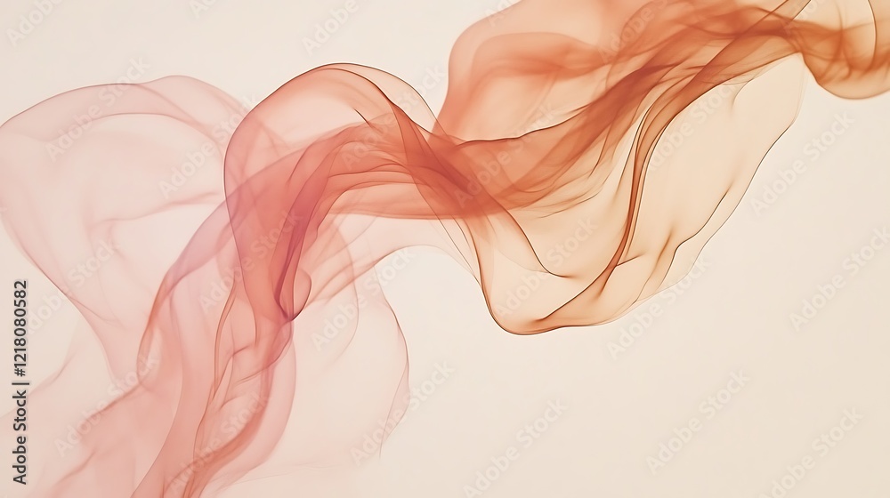 Abstract Swirling Peach and Brown Silk Fabric Abstract Swirling Peach and Brown Silk Fabric