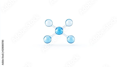 Abstract representation of a molecular structure with blue spheres and bonds on a white background