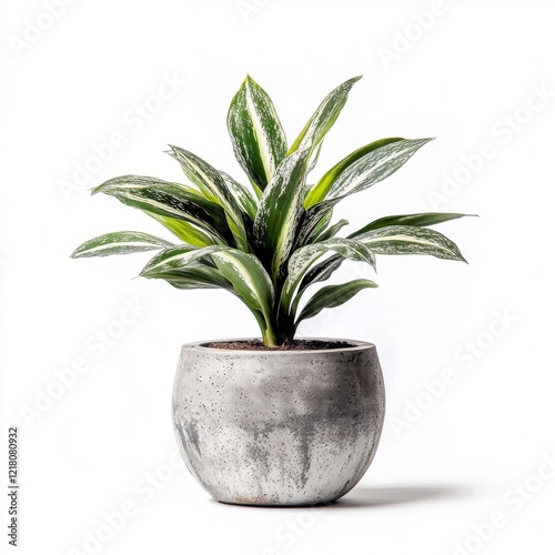 Dracaena Marginata Plant in a Grey Concrete Pot, Home Decor