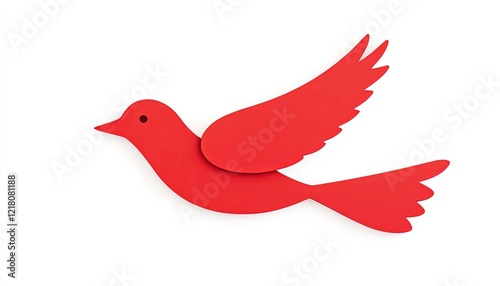 Vibrant red bird silhouette with wings spread against a clean white background, ideal for creative projects