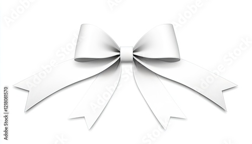 Elegant white bow with flowing ribbons, perfect for gift wrapping or decoration purposes
