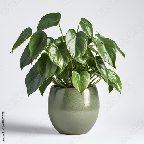 Philodendron Gloriosum Houseplant in a Green Pot