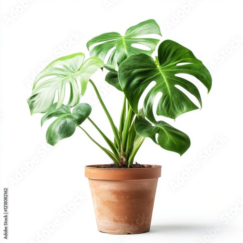 Monstera deliciosa Plant in Terracotta Pot, Lush Green Foliage