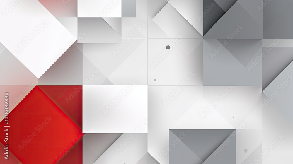 Obraz premium Abstract geometric design featuring red and gray shapes with a modern aesthetic.