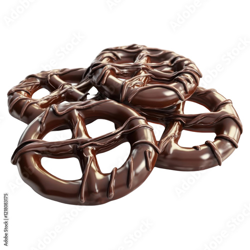 Delicious chocolate-covered pretzels. photo