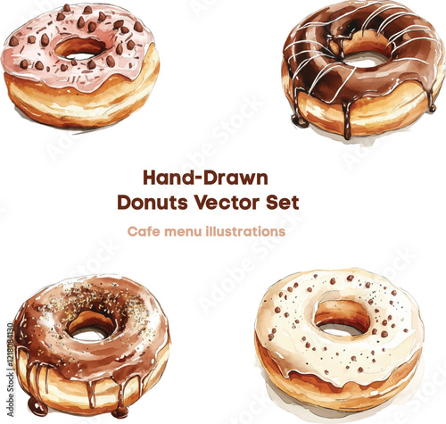 Hand-drawn donuts vector set
