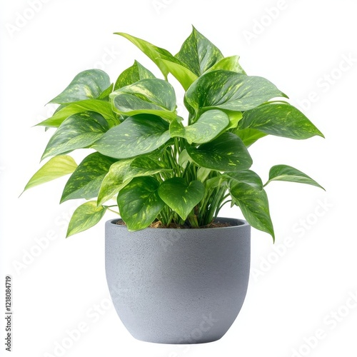 Golden Pothos Houseplant in a Gray Pot, Vibrant Green Foliage