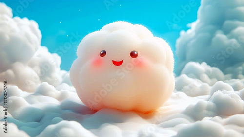 Smiling Cloud: A Dreamy Whimsical Artwork photo