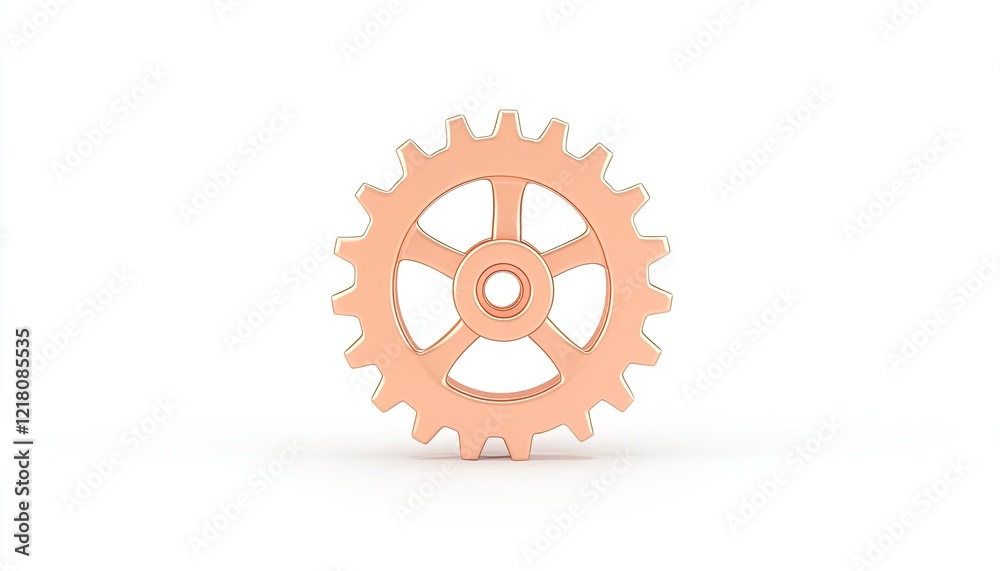A close-up view of a peach-colored gear on a plain background, symbolizing innovation and engineering concepts A close-up view of a peach-colored gear on a plain background, symbolizing innovation and engineering concepts